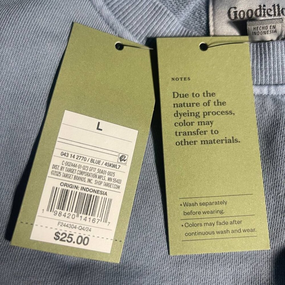 Men's NWT Goodfellow & Co. Lt. Blue Long Sleeve Pullover Sweatshirt Size Large - Picture 2 of 8